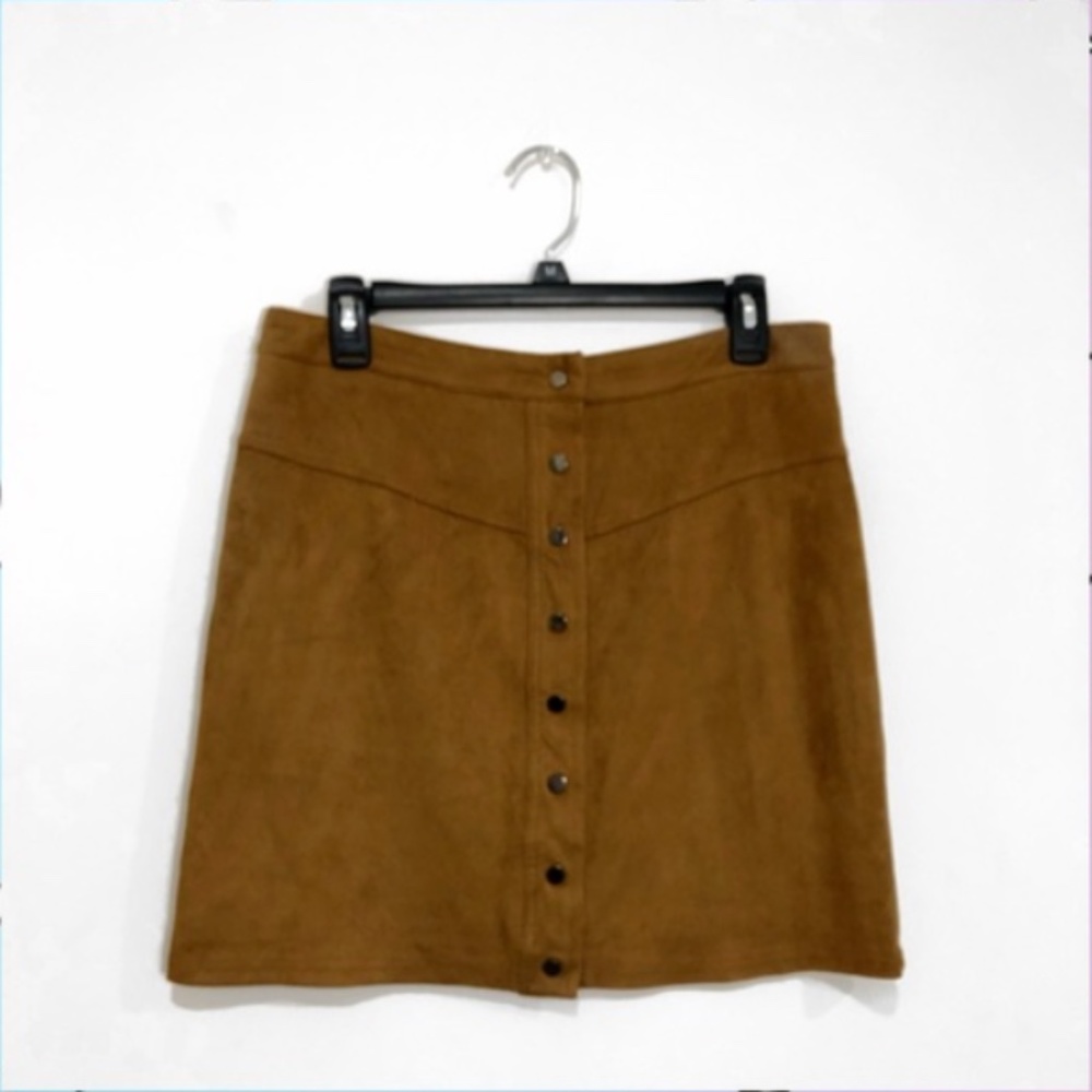 Cals Brown Suede Button Up Skirt